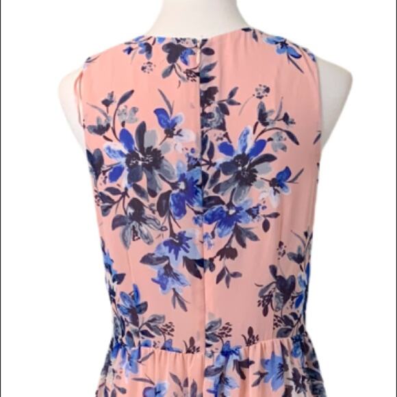 Eliza J Pink Blue Floral Hi Low Flowy Wrap Maxi Dress Sleeveless Women's Size 10 - Picture 8 of 10